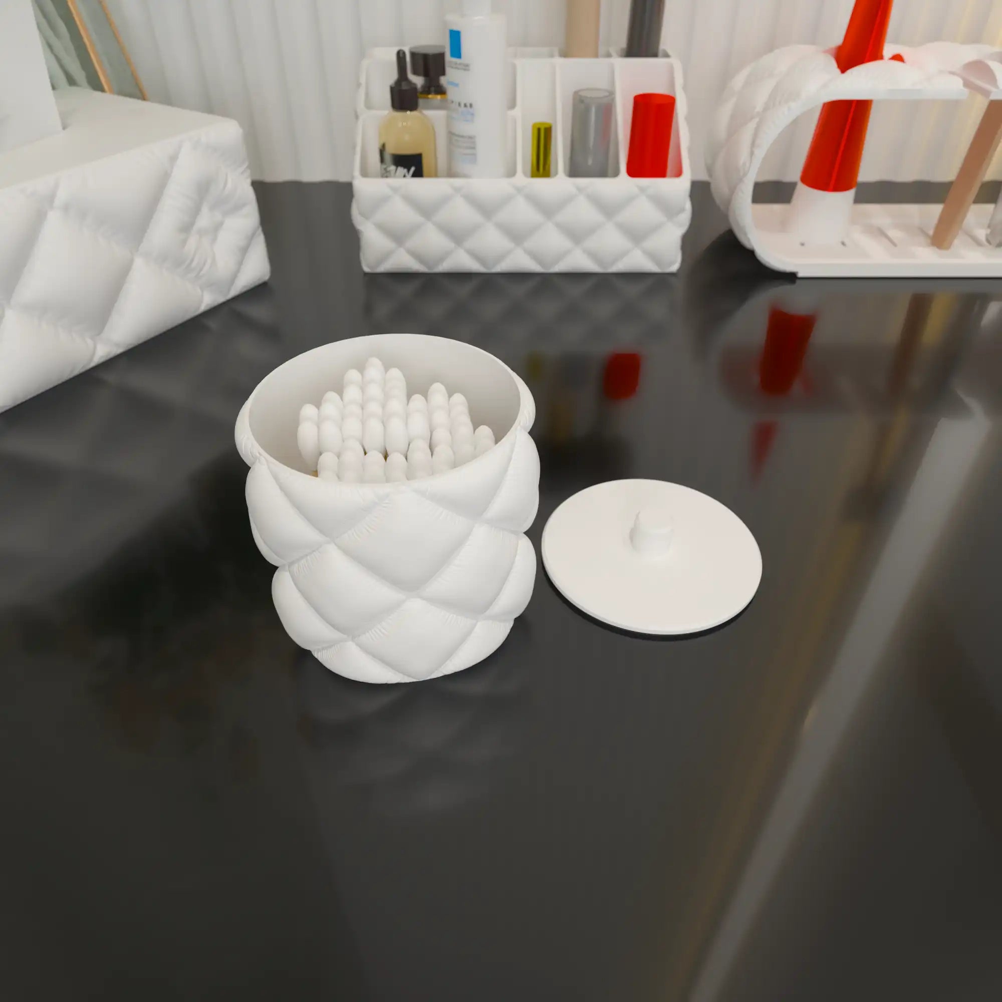 PuffyCotton – Dispensador de Pads / Cotonetes de Algodón con Diseño Acolchado